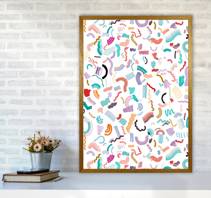 Curly and Zigzag Stripes White Abstract Art Print by Ninola Design A1 Print Only