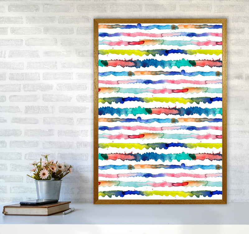 Gradient Watercolor Lines Blue Abstract Art Print by Ninola Design A1 Print Only