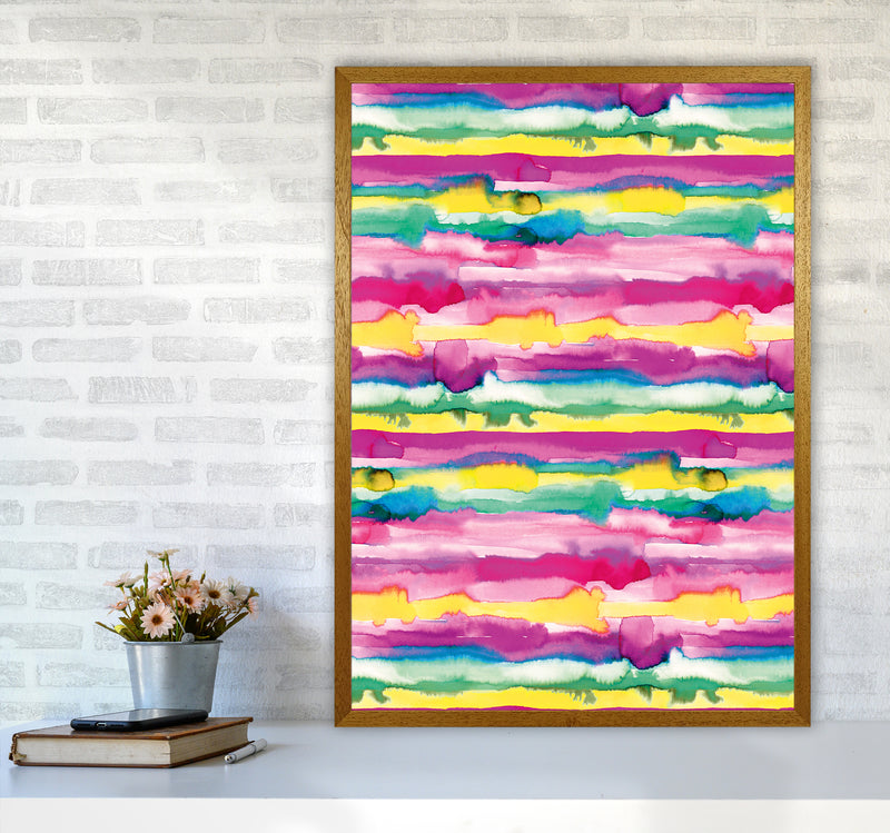 Gradient Tropical Color Lines Abstract Art Print by Ninola Design A1 Print Only