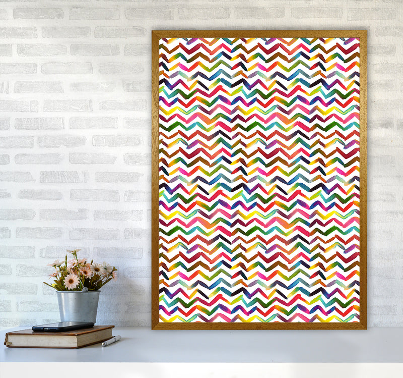 Chevron Stripes Multicolored Abstract Art Print by Ninola Design A1 Print Only