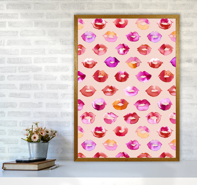 Sweet Love Kisses Pink Lips Abstract Art Print by Ninola Design A1 Print Only