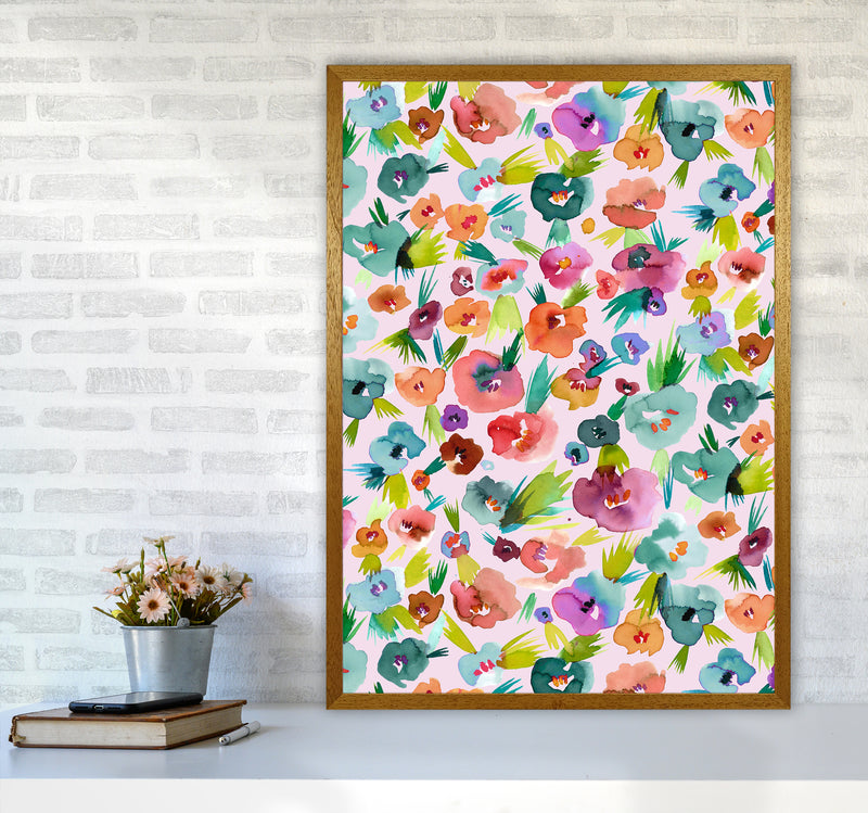 Tropical Watercolor Flowers Abstract Art Print by Ninola Design A1 Print Only