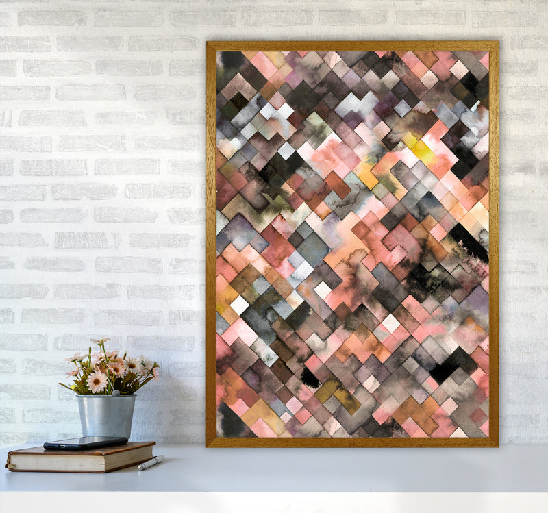 Moody Geometry Rustic Brown Abstract Art Print by Ninola Design A1 Print Only