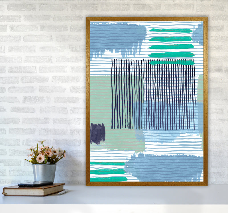 Abstract Striped Geo Green Abstract Art Print by Ninola Design A1 Print Only