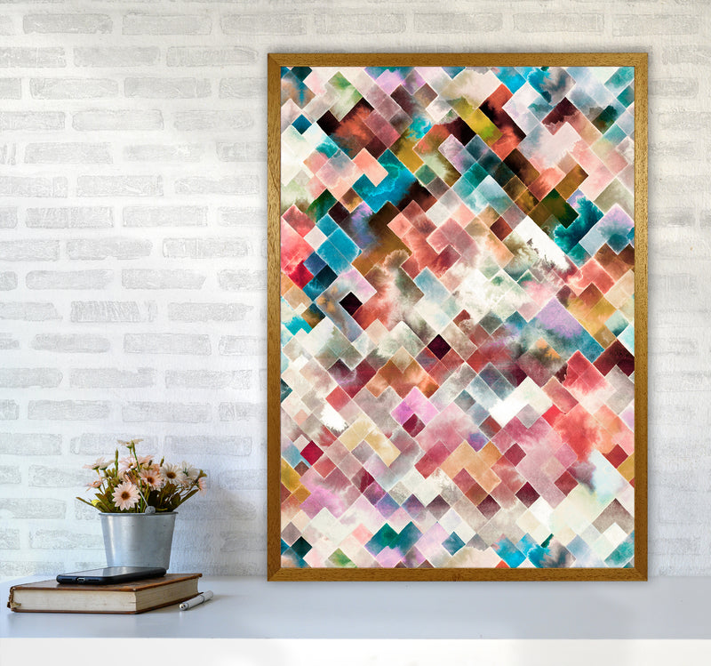 Moody Geometry Multi White Abstract Art Print by Ninola Design A1 Print Only