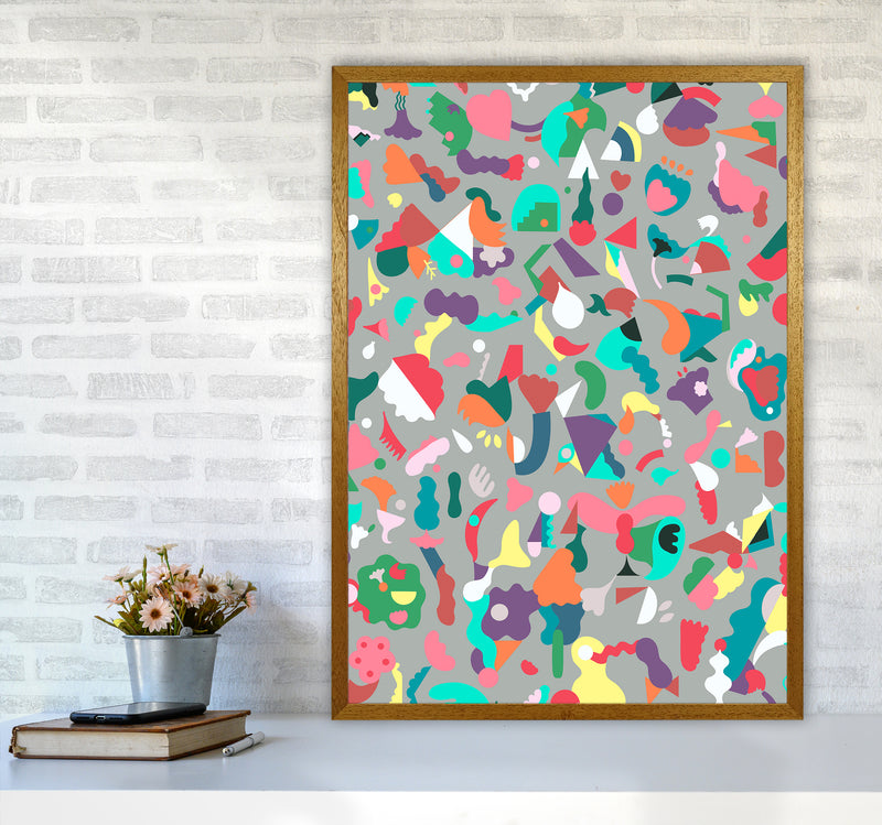 Dreamy Animal Shapes Gray Abstract Art Print by Ninola Design A1 Print Only