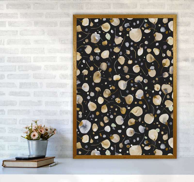 Flying Seeds Gold Silver Abstract Art Print by Ninola Design A1 Print Only
