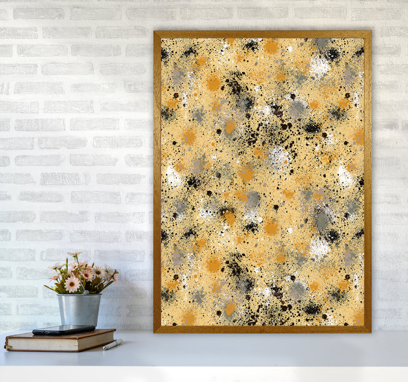 Ink Dust Splatter Yellow Abstract Art Print by Ninola Design A1 Print Only