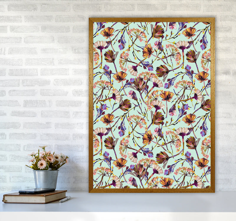 Dry Blue Flowers Collage Abstract Art Print by Ninola Design A1 Print Only