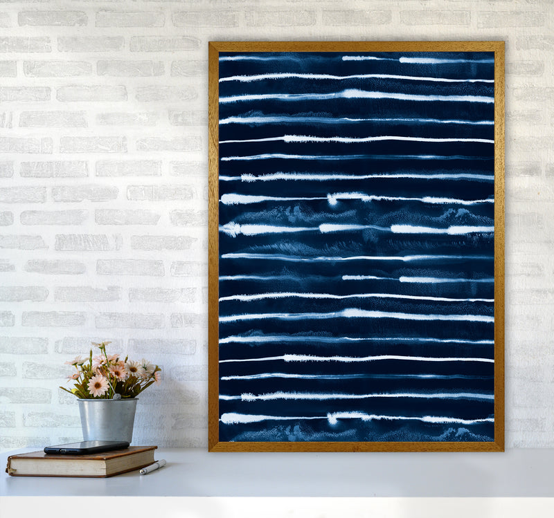 Electric Ink Lines Navy Abstract Art Print by Ninola Design A1 Print Only