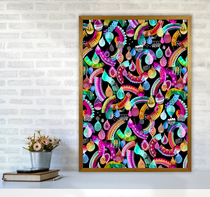 Rainbow Lace Neon Kids Abstract Art Print by Ninola Design A1 Print Only