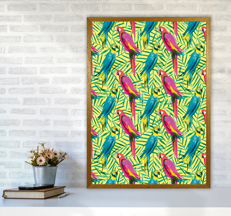 Tropical Parrots Palms Abstract Art Print by Ninola Design A1 Print Only