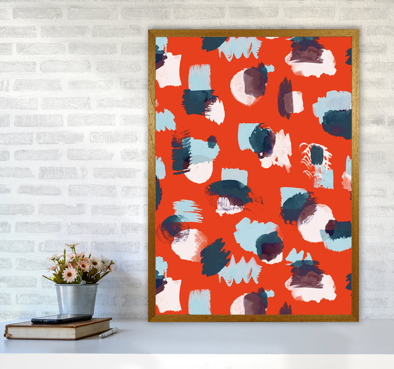 Abstract Stains Coral Abstract Art Print by Ninola Design A1 Print Only