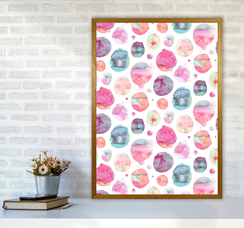 Big Watery Dots Pink Abstract Art Print by Ninola Design A1 Print Only
