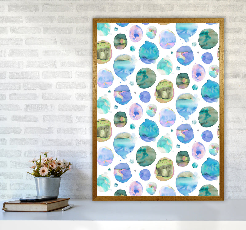 Big Watery Dots Blue Abstract Art Print by Ninola Design A1 Print Only