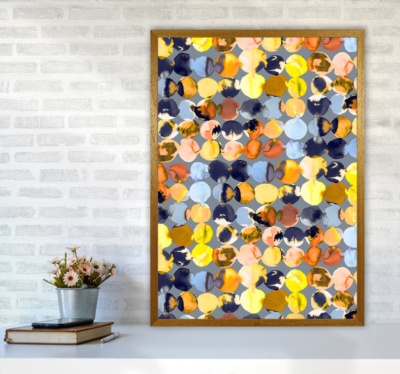 Ink Dots Blue Yellow Abstract Art Print by Ninola Design A1 Print Only