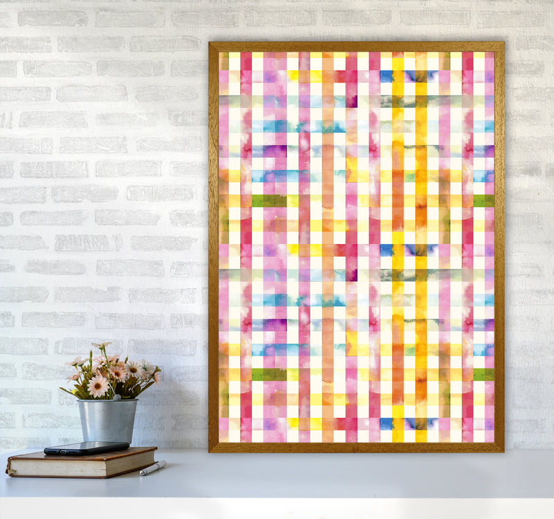 Gingham Vichy Yellow Abstract Art Print by Ninola Design A1 Print Only