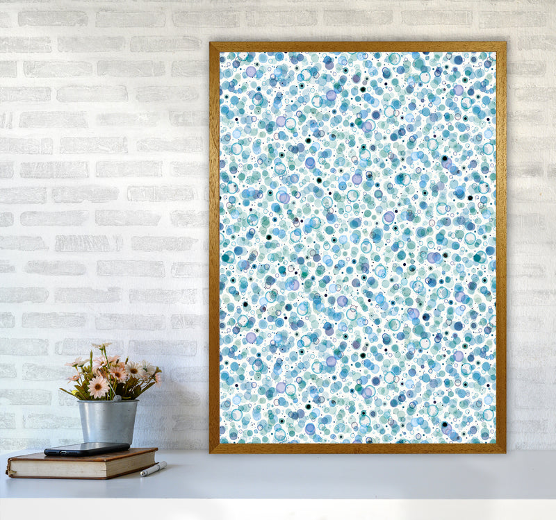 Cosmic Bubbles Blue Abstract Art Print by Ninola Design A1 Print Only