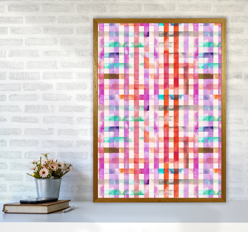 Gingham Vichy Pink Abstract Art Print by Ninola Design A1 Print Only