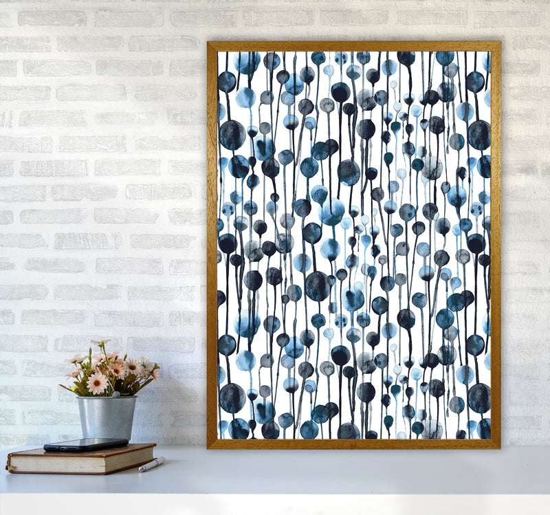 Dripping Dots Navy Abstract Art Print by Ninola Design A1 Print Only