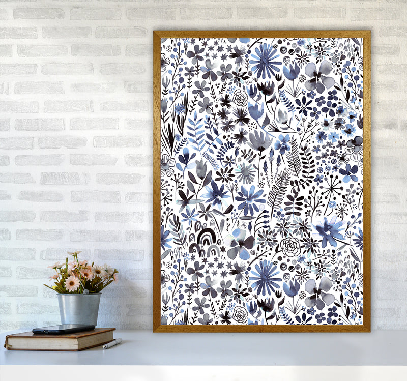 Winter Ink Flowers Abstract Art Print by Ninola Design A1 Print Only