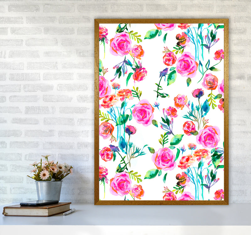 Roses Bouquet Pink Abstract Art Print by Ninola Design A1 Print Only