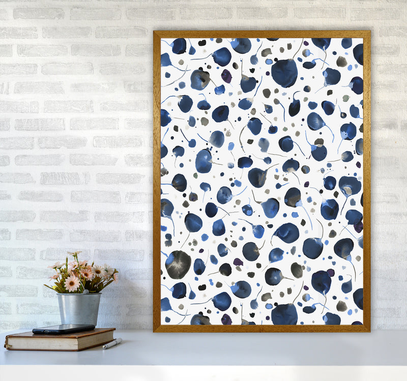 Flying Seeds Blue Abstract Art Print by Ninola Design A1 Print Only