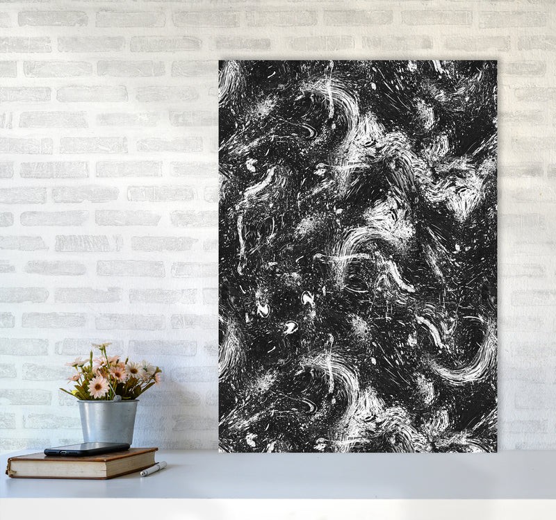 Abstract Dripping Painting Black White Abstract Art Print by Ninola Design A1 Black Frame