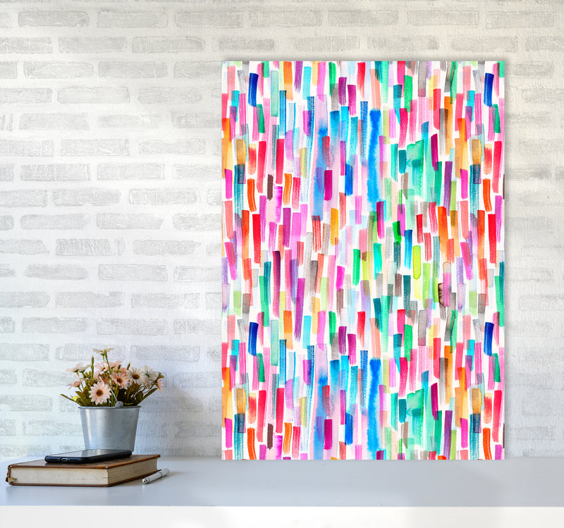 Colorful Brushstrokes Multicolored Abstract Art Print by Ninola Design A1 Black Frame