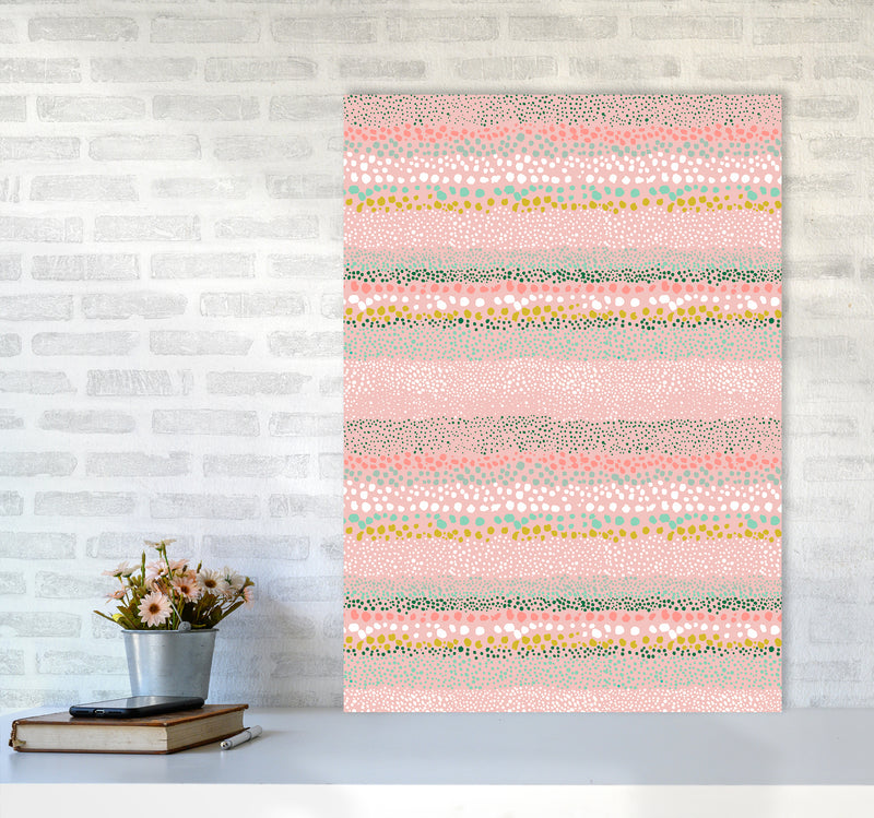 Little Textured Minimal Dots Pink Abstract Art Print by Ninola Design A1 Black Frame