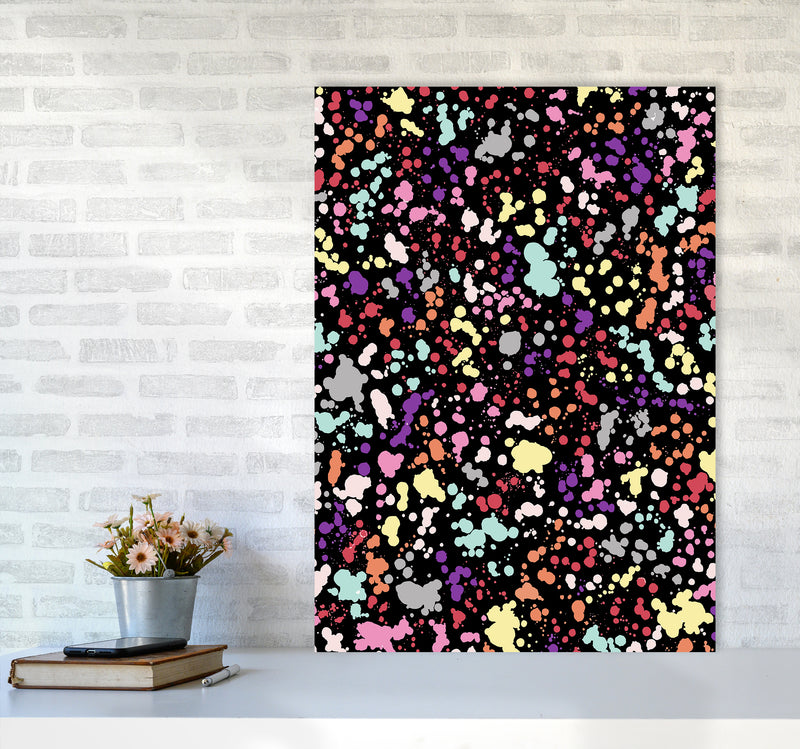 Splatter Dots Multicolored Black Abstract Art Print by Ninola Design A1 Black Frame