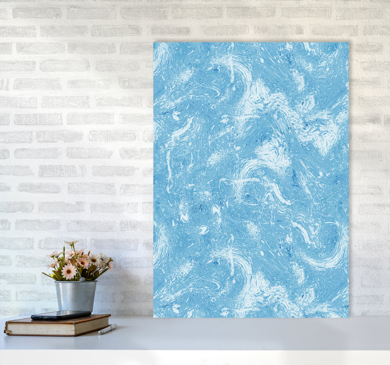 Abstract Dripping Painting Blue Abstract Art Print by Ninola Design A1 Black Frame