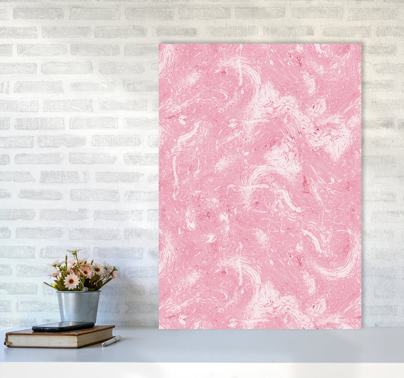 Abstract Dripping Painting Pink Abstract Art Print by Ninola Design A1 Black Frame