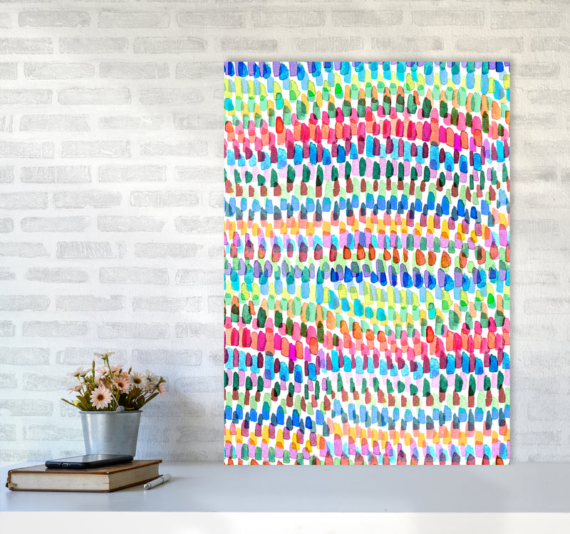 Artsy Strokes Stripes Colorful Abstract Art Print by Ninola Design A1 Black Frame