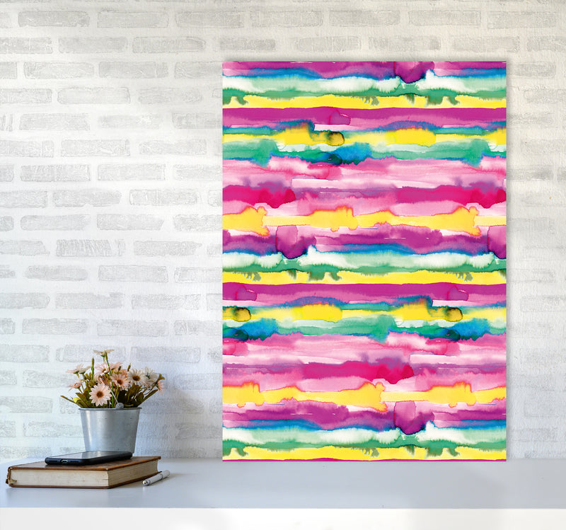 Gradient Tropical Color Lines Abstract Art Print by Ninola Design A1 Black Frame