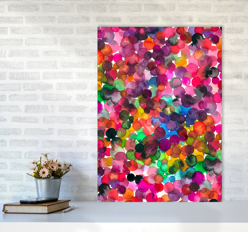 Overlapped Watercolor Dots Abstract Art Print by Ninola Design A1 Black Frame