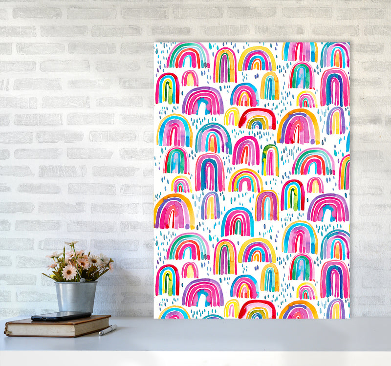 Cute Watercolor Rainbows Abstract Art Print by Ninola Design A1 Black Frame