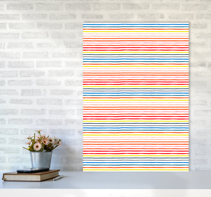 Marker Colorful Stripes Abstract Art Print by Ninola Design A1 Black Frame