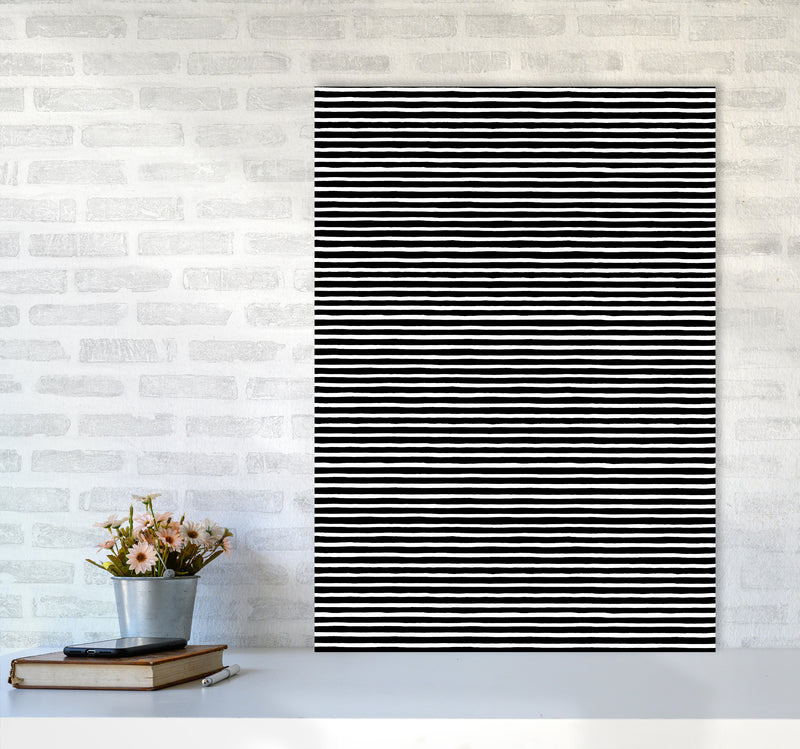 Marker Black Stripes Abstract Art Print by Ninola Design A1 Black Frame