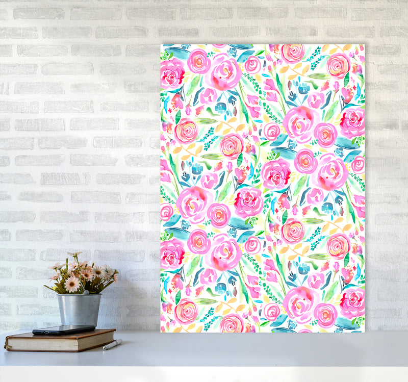 Spring Days Pink Abstract Art Print by Ninola Design A1 Black Frame
