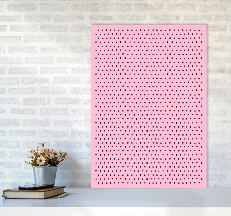 Artsy Dots Pink Abstract Art Print by Ninola Design A1 Black Frame