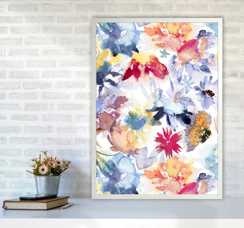Watercolor Spring Memories Multicolored Abstract Art Print by Ninola Design A1 Oak Frame