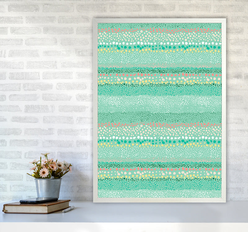 Little Textured Minimal Dots Green Abstract Art Print by Ninola Design A1 Oak Frame