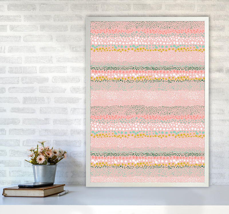 Little Textured Minimal Dots Pink Abstract Art Print by Ninola Design A1 Oak Frame
