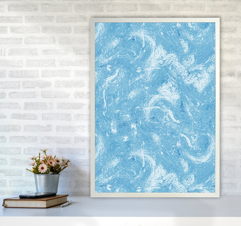 Abstract Dripping Painting Blue Abstract Art Print by Ninola Design A1 Oak Frame