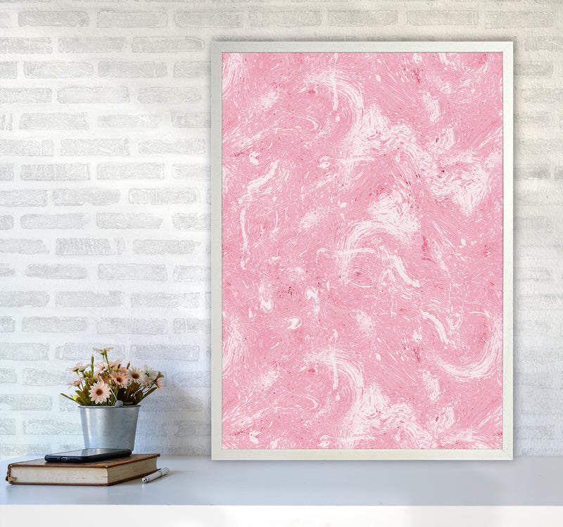Abstract Dripping Painting Pink Abstract Art Print by Ninola Design A1 Oak Frame