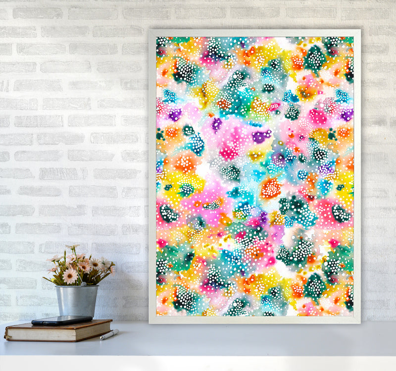 Experimental Surface Colorful Abstract Art Print by Ninola Design A1 Oak Frame