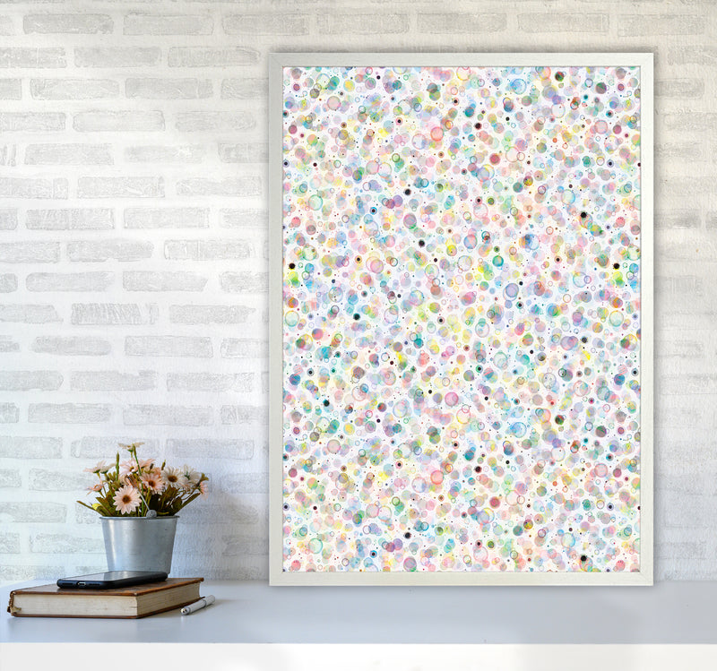 Cosmic Bubbles Multicolored Abstract Art Print by Ninola Design A1 Oak Frame