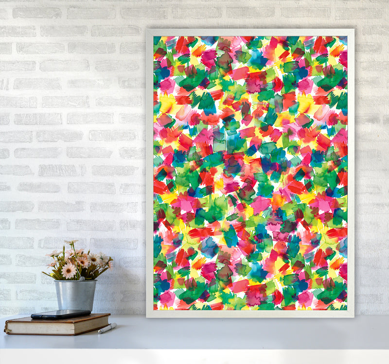 Spring Colors Multicolored Abstract Art Print by Ninola Design A1 Oak Frame