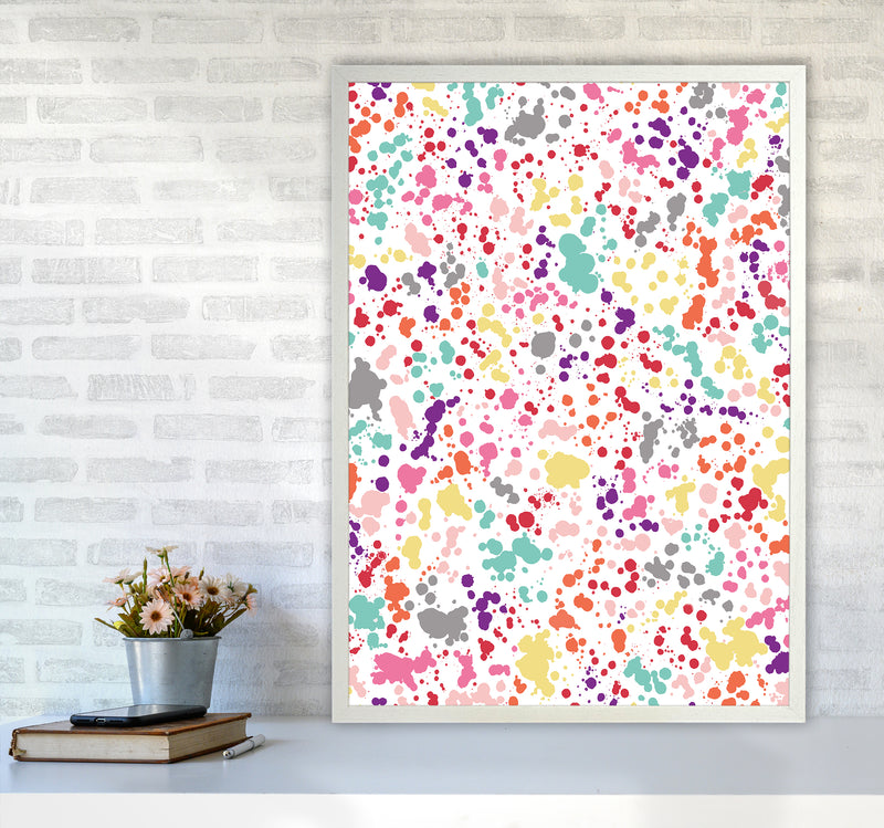 Splatter Dots Multicolored Abstract Art Print by Ninola Design A1 Oak Frame